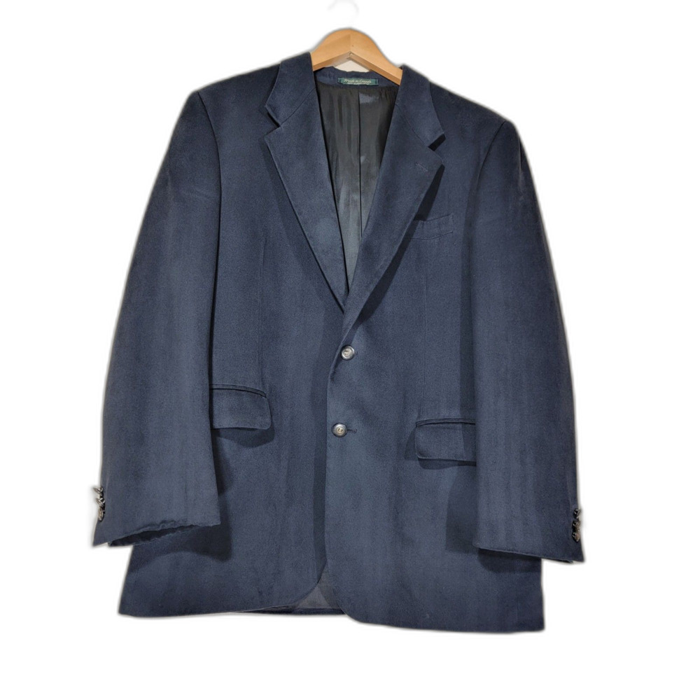 Vintage Mort Wallin Suede Men's Navy Suit Jacket Sport Coat Blazer - 42R